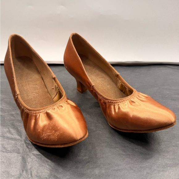 GUC Very Fine S9107 Tan Satin Smooth Dance Shoes - Picture 7 of 14